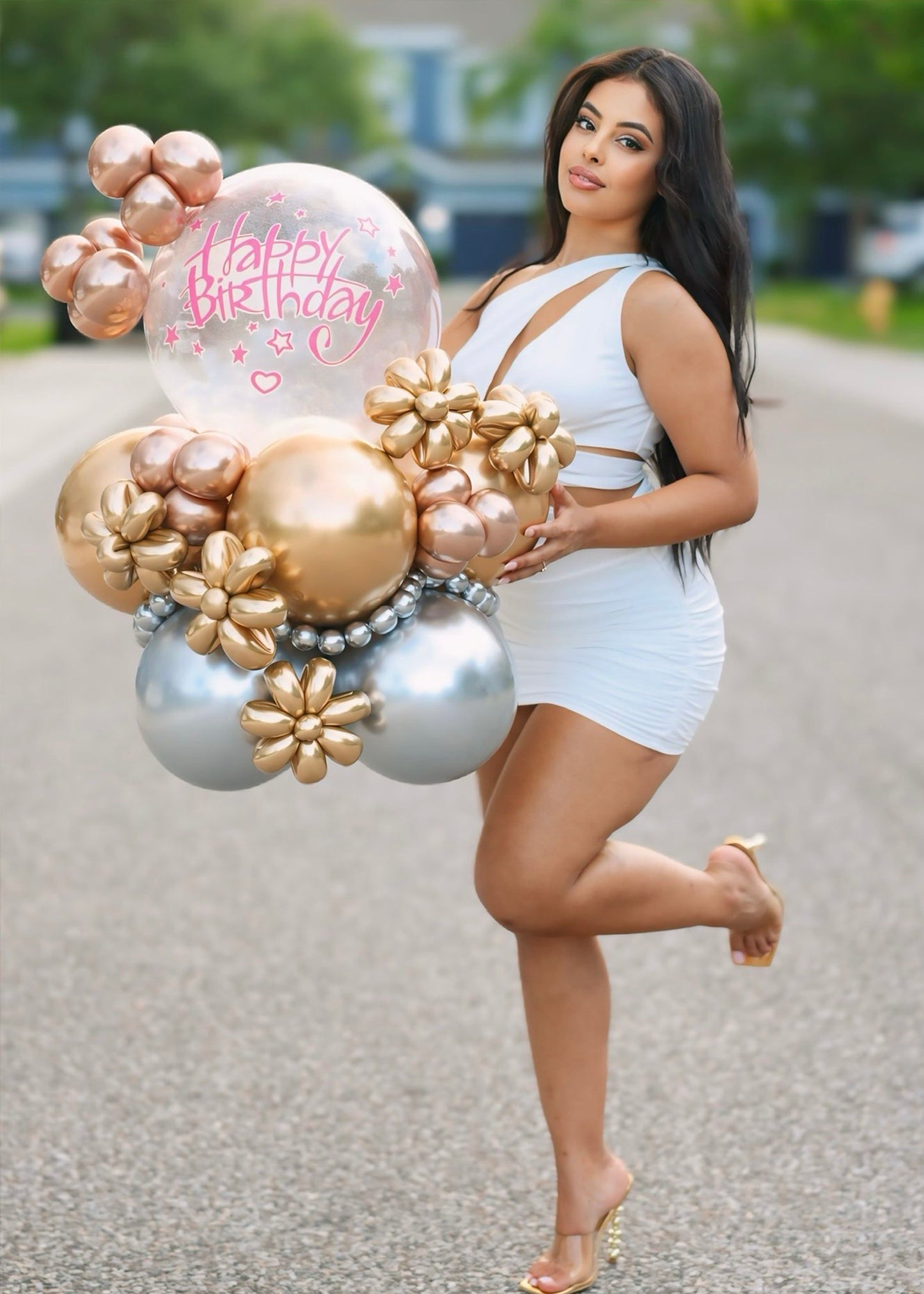 Brighten Their Day! Happy Birthday Floral Balloon Bouquet by Party Galore Tampa