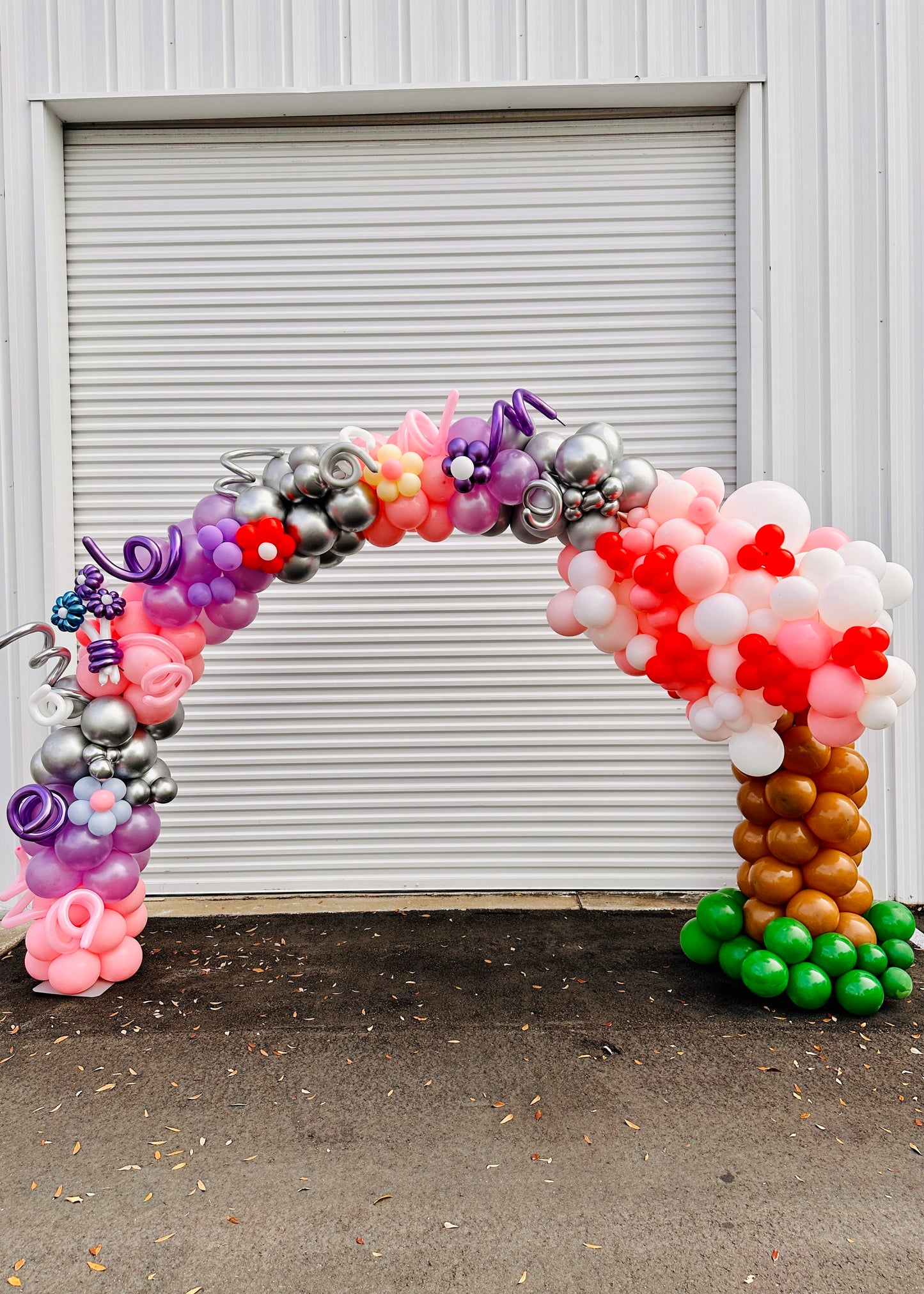 Customized Flower Twirls Balloon Arches by Party Galore Tampa